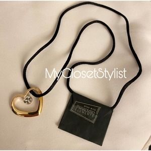 SWAROVSKI Crystal Elements Floating Gold Open Heart Necklace NEW Vintage